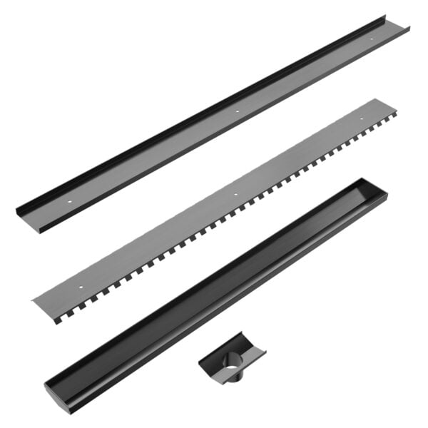 TILE INSERT V CHANNEL FLOOR GRATE 50MM OUTLET WITH HOLE SAW GUN METAL (NRFG002HSGM)