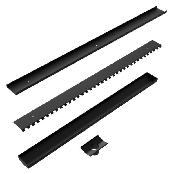 TILE INSERT V CHANNEL FLOOR GRATE 50MM OUTLET WITH HOLE SAW MATTE BLACK (NRFG002HSMB)