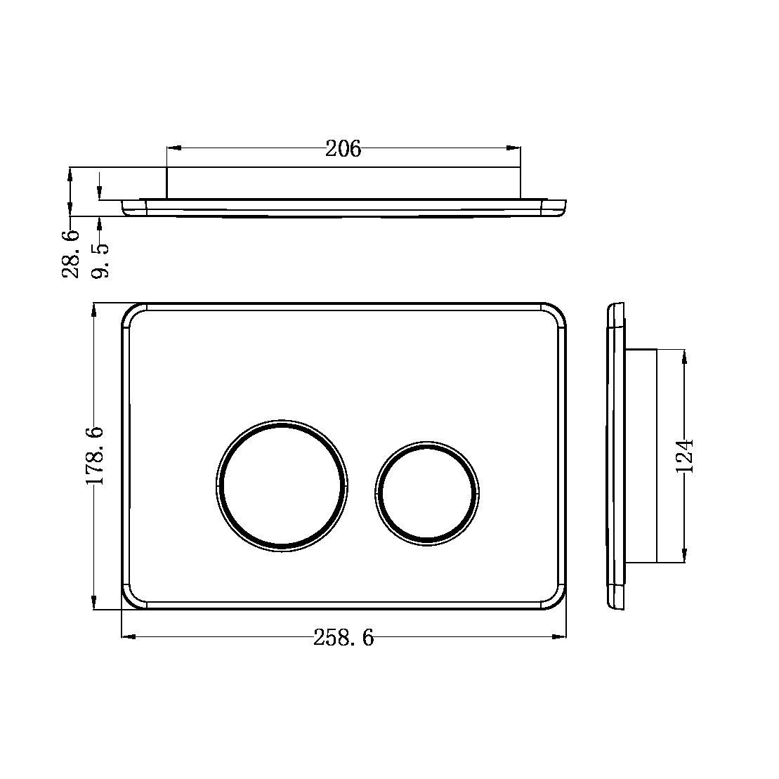 IN WALL TOILET PUSH PLATE BRUSHED GOLD (NRPL001BG)