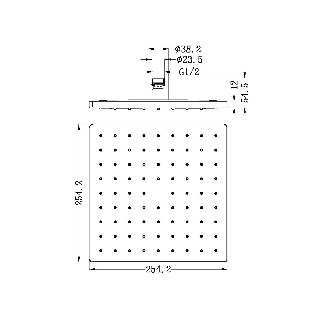 250MM ABS SQUARE SHOWER HEAD BRUSHED NICKEL (NR508089BN)