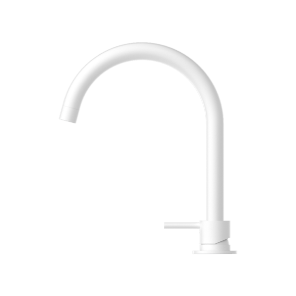 MECCA HOB BASIN MIXER ROUND SWIVEL SPOUT MATTE WHITE (NR221901bMW)