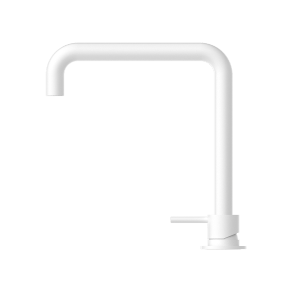 MECCA HOB BASIN MIXER SQUARE SWIVEL SPOUT MATTE WHITE (NR221901cMW)