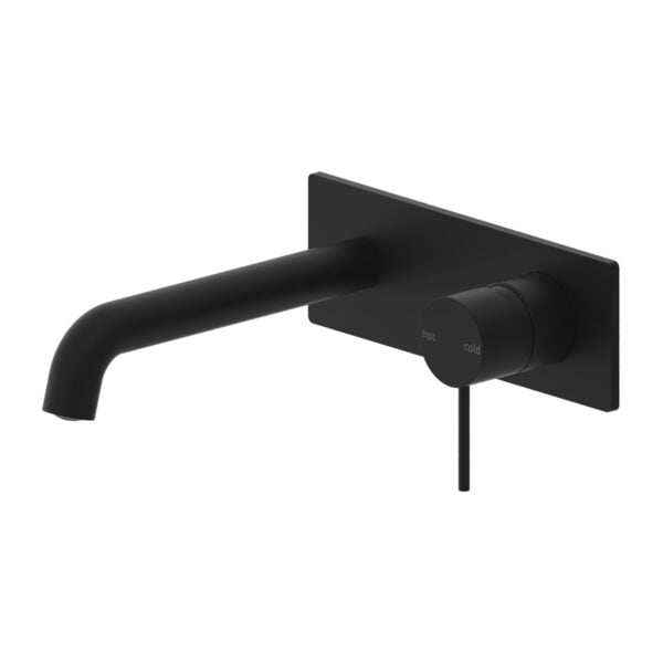 MECCA WALL BASIN/BATH MIXER 120/160/185/230/260MM SPOUT MATTE BLACK (NR221910a120/160/185/230/260MB)