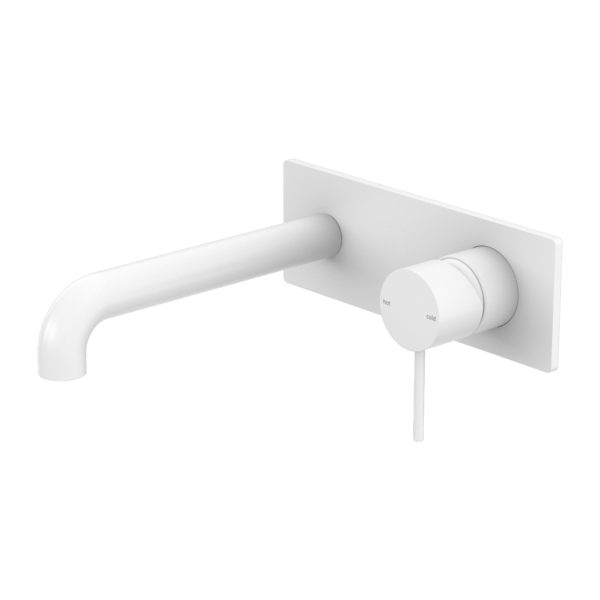 MECCA WALL BASIN/BATH MIXER 120/160/185/230/260MM SPOUT MATTE WHITE (NR221910a120/160/185/230/260MW)