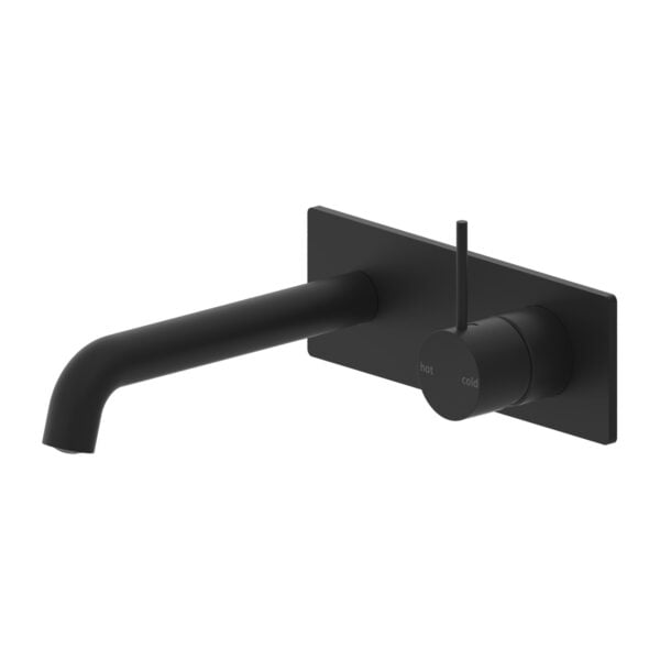 MECCA WALL BASIN/BATH MIXER HANDLE UP 120/160/185/230/260 MM SPOUT MATTE BLACK (NR221910b120/160/185/230/260 MB)