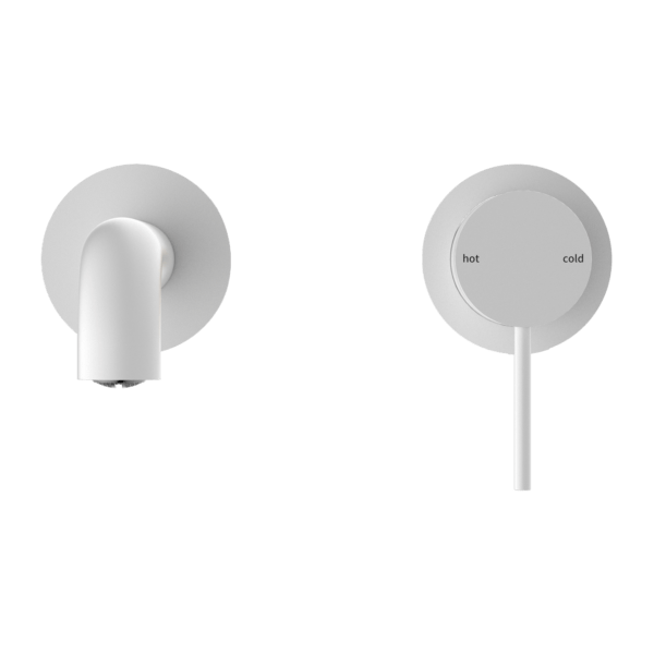 MECCA WALL BASIN/BATH MIXER SEPARATE BACK PLATE 120/160/185/230/260 MM SPOUT MATTE WHITE (NR221910c120/160/185/230/260 MW)