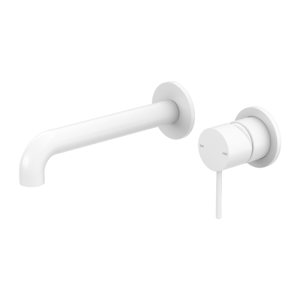 MECCA WALL BASIN/BATH MIXER SEPARATE BACK PLATE 120/160/185/230/260 MM SPOUT MATTE WHITE (NR221910c120/160/185/230/260 MW)