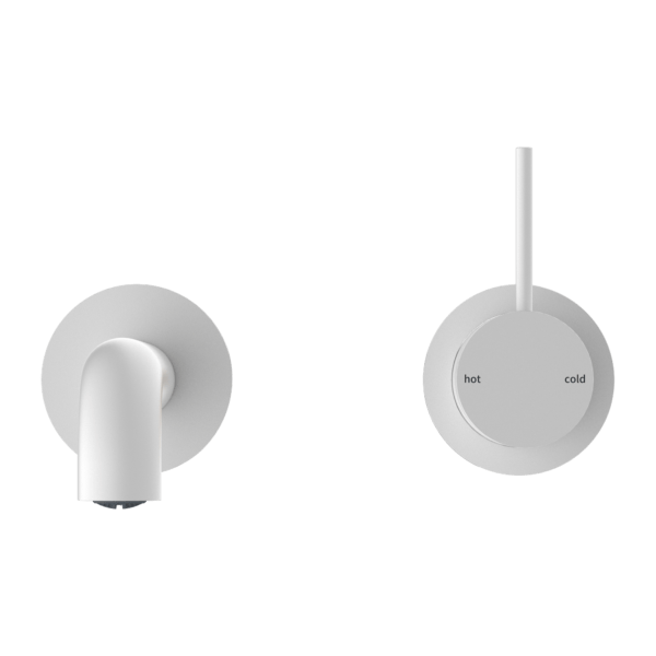 MECCA WALL BASIN/BATH MIXER SEPARATE BACK PLATE HANDLE UP 120/160/185/230/260 MM SPOUT MATTE WHITE (NR221910d120/160/185/230/260 MW)