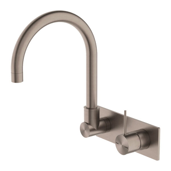 MECCA WALL BASIN/BATH MIXER SWIVEL SPOUT HANDLE UP BRUSHED BRONZE (NR221910pBZ)