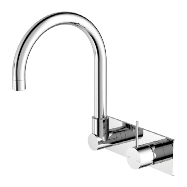 MECCA WALL BASIN/BATH MIXER SWIVEL SPOUT HANDLE UP CHROME (NR221910pCH)