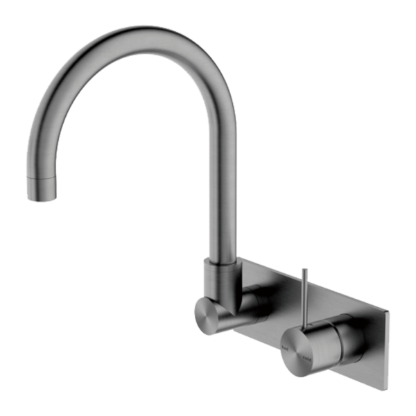 MECCA WALL BASIN/BATH MIXER SWIVEL SPOUT HANDLE UP GUN METAL (NR221910pGM)