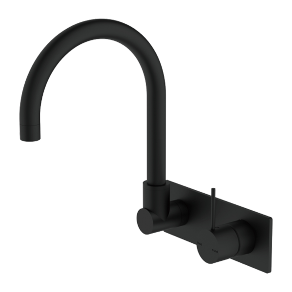 MECCA WALL BASIN/BATH MIXER SWIVEL SPOUT HANDLE UP MATTE BLACK (NR221910pMB)