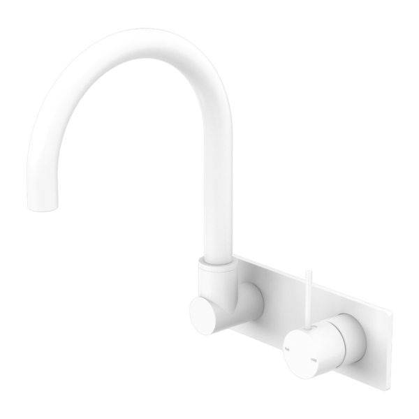 MECCA WALL BASIN/BATH MIXER SWIVEL SPOUT HANDLE UP MATTE WHITE (NR221910pMW)