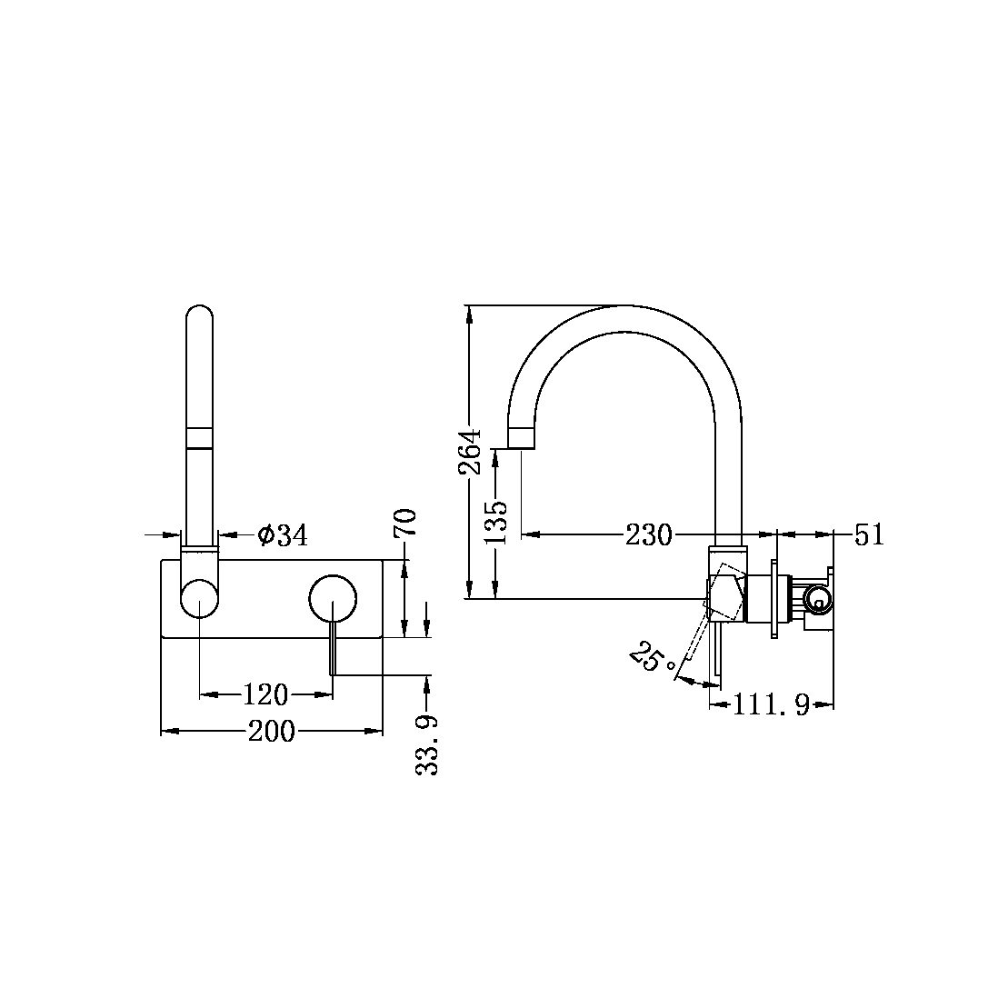 MECCA WALL BASIN/BATH MIXER SWIVEL SPOUT BRUSHED NICKEL (NR221910qBN)