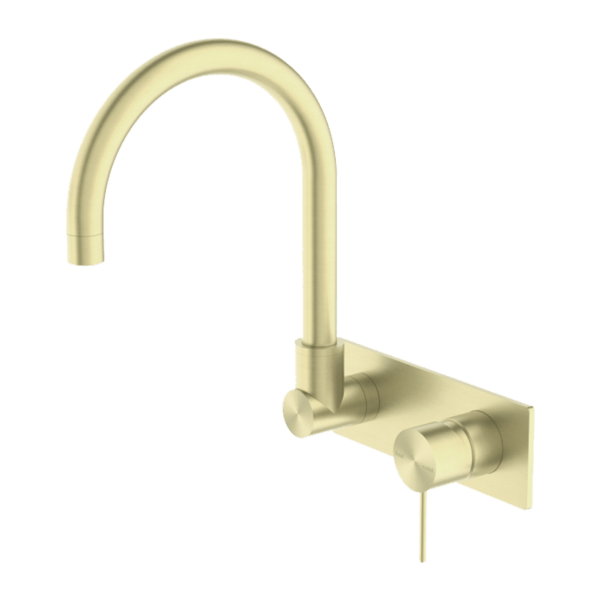 MECCA WALL BASIN/BATH MIXER SWIVEL SPOUT BRUSHED GOLD (NR221910qBG)