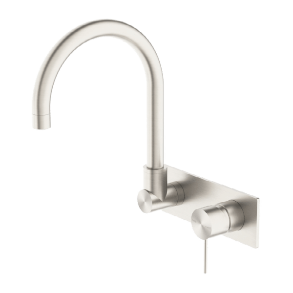 MECCA WALL BASIN/BATH MIXER SWIVEL SPOUT BRUSHED NICKEL (NR221910qBN)