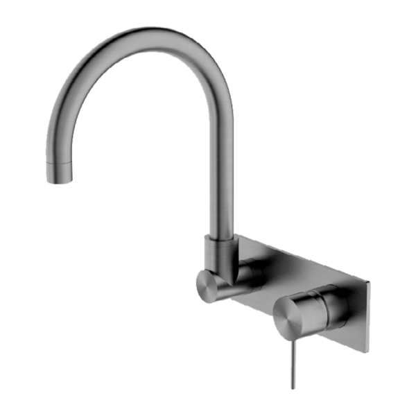 MECCA WALL BASIN/BATH MIXER SWIVEL SPOUT GUN METAL (NR221910qGM)