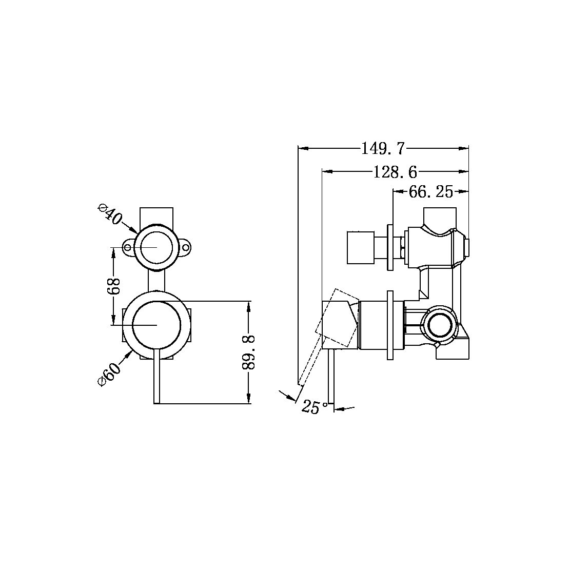 MECCA SHOWER MIXER WITH DIVERTOR SEPARATE BACK PLATE SHOWER VALVE MATTE BLACK (NR221911sMB)