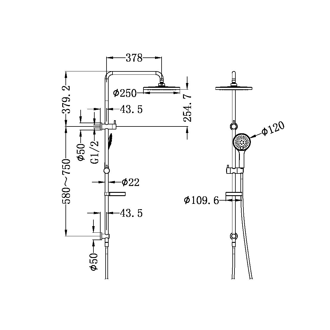 PROJECT TWIN SHOWER SET CHROME (NR232105cCH)