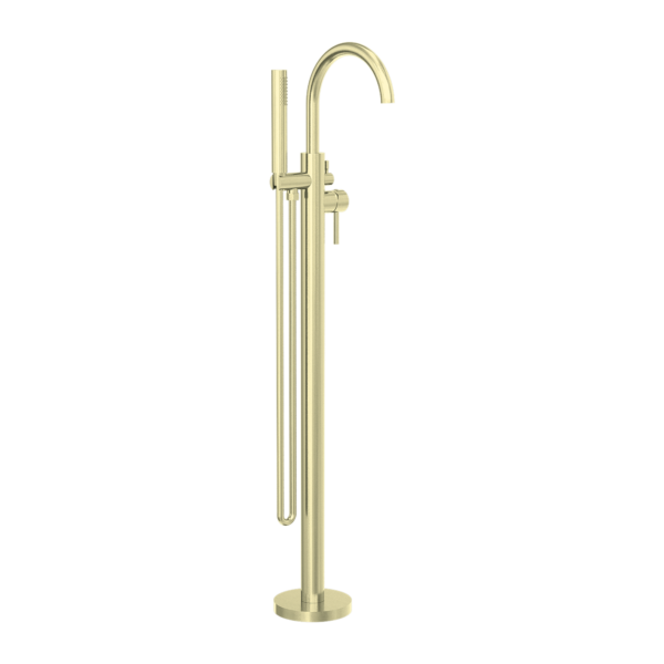 MECCA ROUND FREESTANDING BATH MIXER WITH HAND SHOWER BRUSHED GOLD (NR210903aBG)