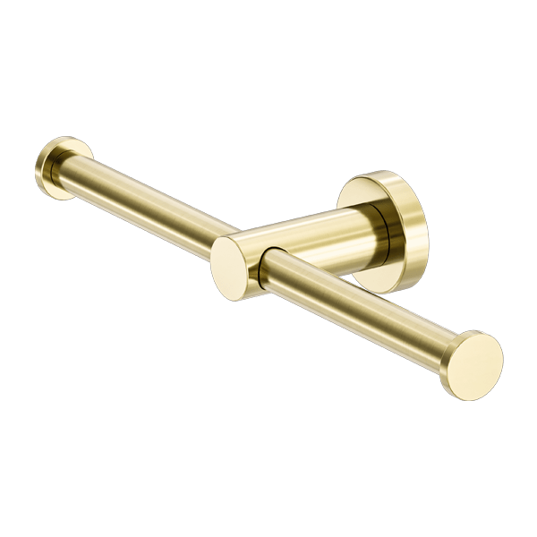 MECCA DOUBLE TOILET ROLL HOLDER BRUSHED GOLD (NR1986dBG)