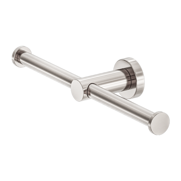 MECCA DOUBLE TOILET ROLL HOLDER BRUSHED NICKEL (NR1986dBN)