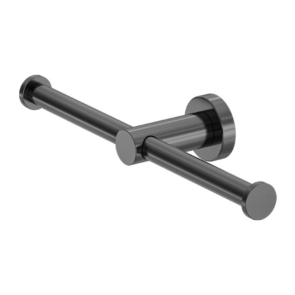 MECCA DOUBLE TOILET ROLL HOLDER GUN METAL (NR1986dGM)