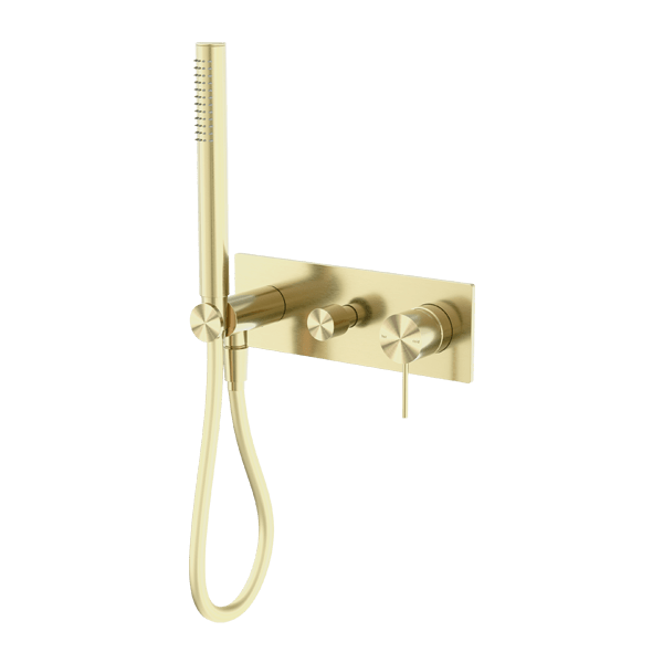 MECCA SHOWER MIXER WITH DIVERTOR SYSTEM SHOWER FAUCET SET WITH 2 HANDLES BRUSHED GOLD (NR221912eBG)