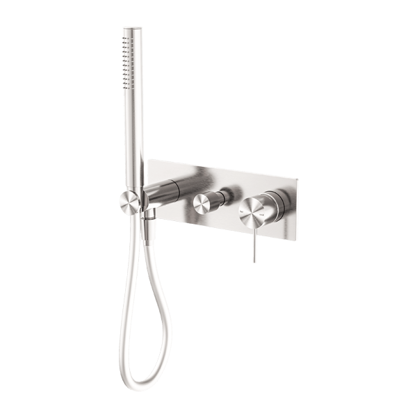 MECCA SHOWER MIXER WITH DIVERTOR SYSTEM SHOWER FAUCET SET WITH 2 HANDLES BRUSHED NICKEL (NR221912eBN)