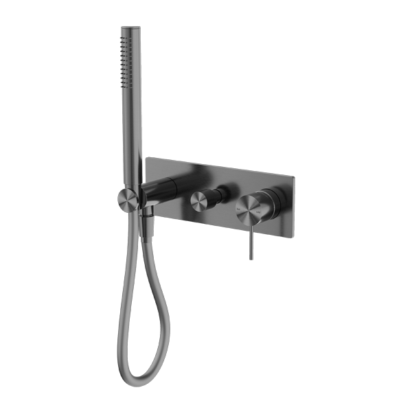 MECCA SHOWER MIXER WITH DIVERTOR SYSTEM SHOWER FAUCET SET WITH 2 HANDLES GUN METAL (NR221912eGM)