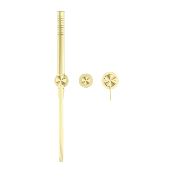 MECCA SHOWER MIXER WITH DIVERTOR SYSTEM SEPARATE BACK PLATE SHOWER FAUCET SET WITH 2 HANDLES BRUSHED GOLD (NR221912fBG)