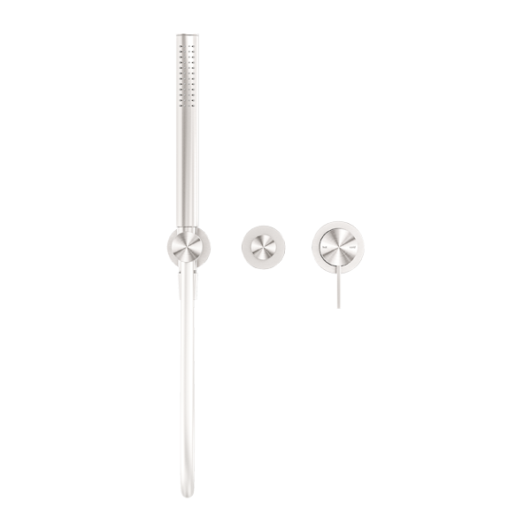 MECCA SHOWER MIXER WITH DIVERTOR SYSTEM SEPARATE BACK PLATE SHOWER FAUCET SET WITH 2 HANDLES BRUSHED NICKEL (NR221912fBN)
