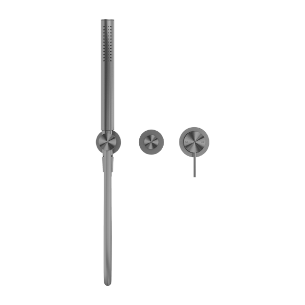 MECCA SHOWER MIXER WITH DIVERTOR SYSTEM SEPARATE BACK PLATE SHOWER FAUCET SET WITH 2 HANDLES GUN METAL (NR221912fGM)