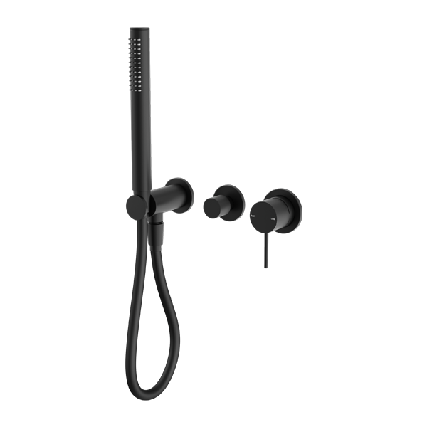 MECCA SHOWER MIXER WITH DIVERTOR SYSTEM SEPARATE BACK PLATE SHOWER FAUCET SET WITH 2 HANDLES MATTE BLACK (NR221912fMB)