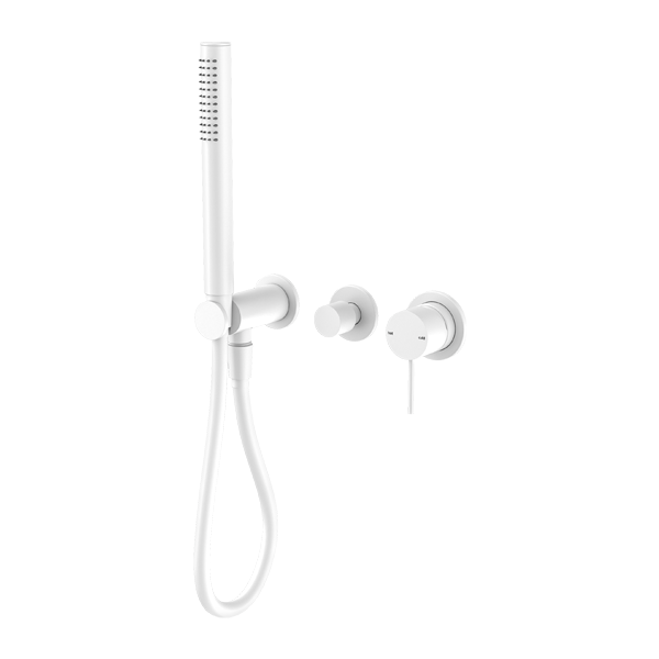 MECCA SHOWER MIXER WITH DIVERTOR SYSTEM SEPARATE BACK PLATE SHOWER FAUCET SET WITH 2 HANDLES MATTE WHITE (NR221912fMW)