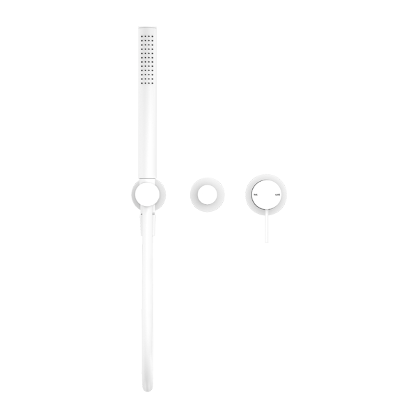MECCA SHOWER MIXER WITH DIVERTOR SYSTEM SEPARATE BACK PLATE SHOWER FAUCET SET WITH 2 HANDLES MATTE WHITE (NR221912fMW)
