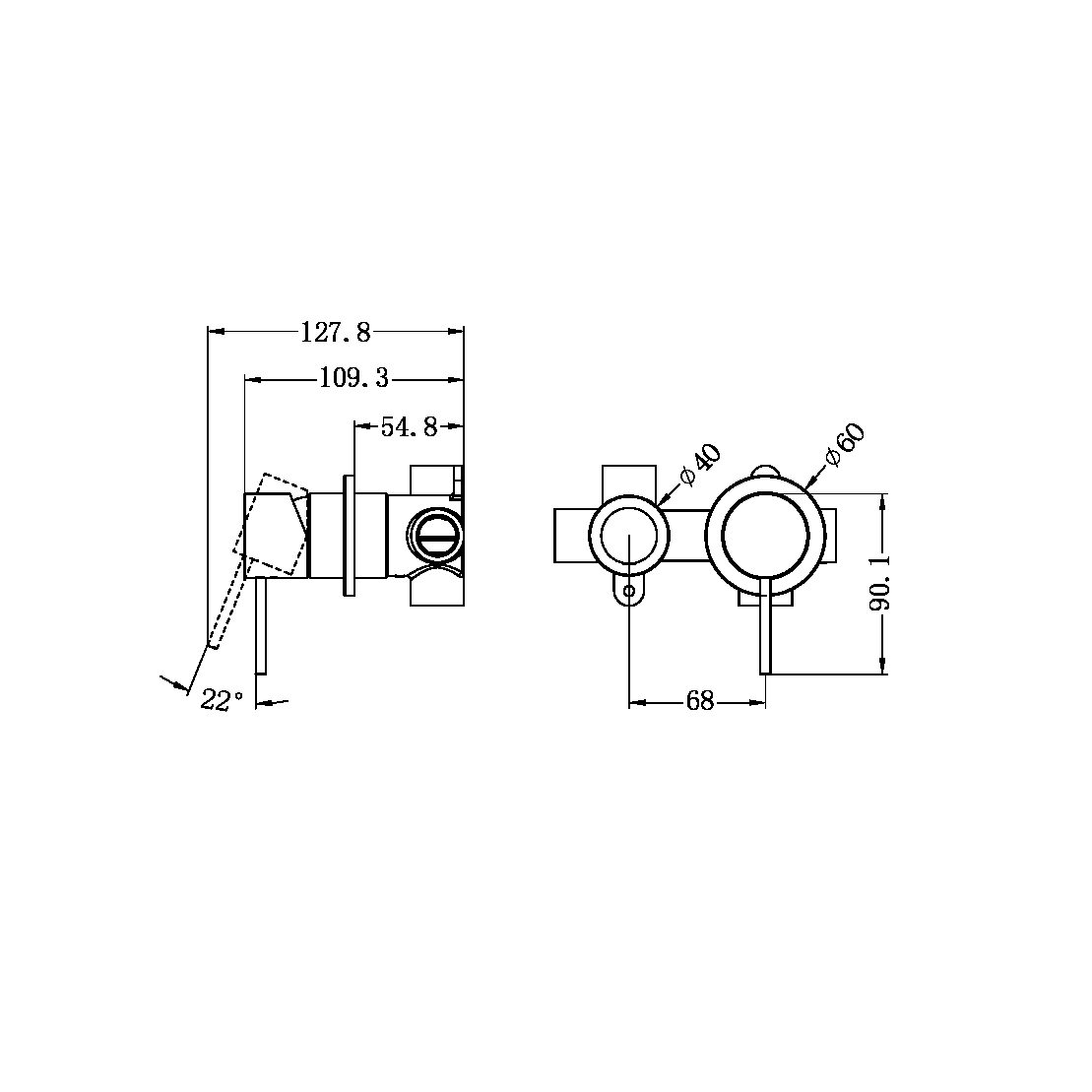 MECCA SHOWER MIXER WITH HORIZONTAL 2 WAY DIVERTOR SHOWER VALVE BRUSHED NICKEL (NR221911uBN)