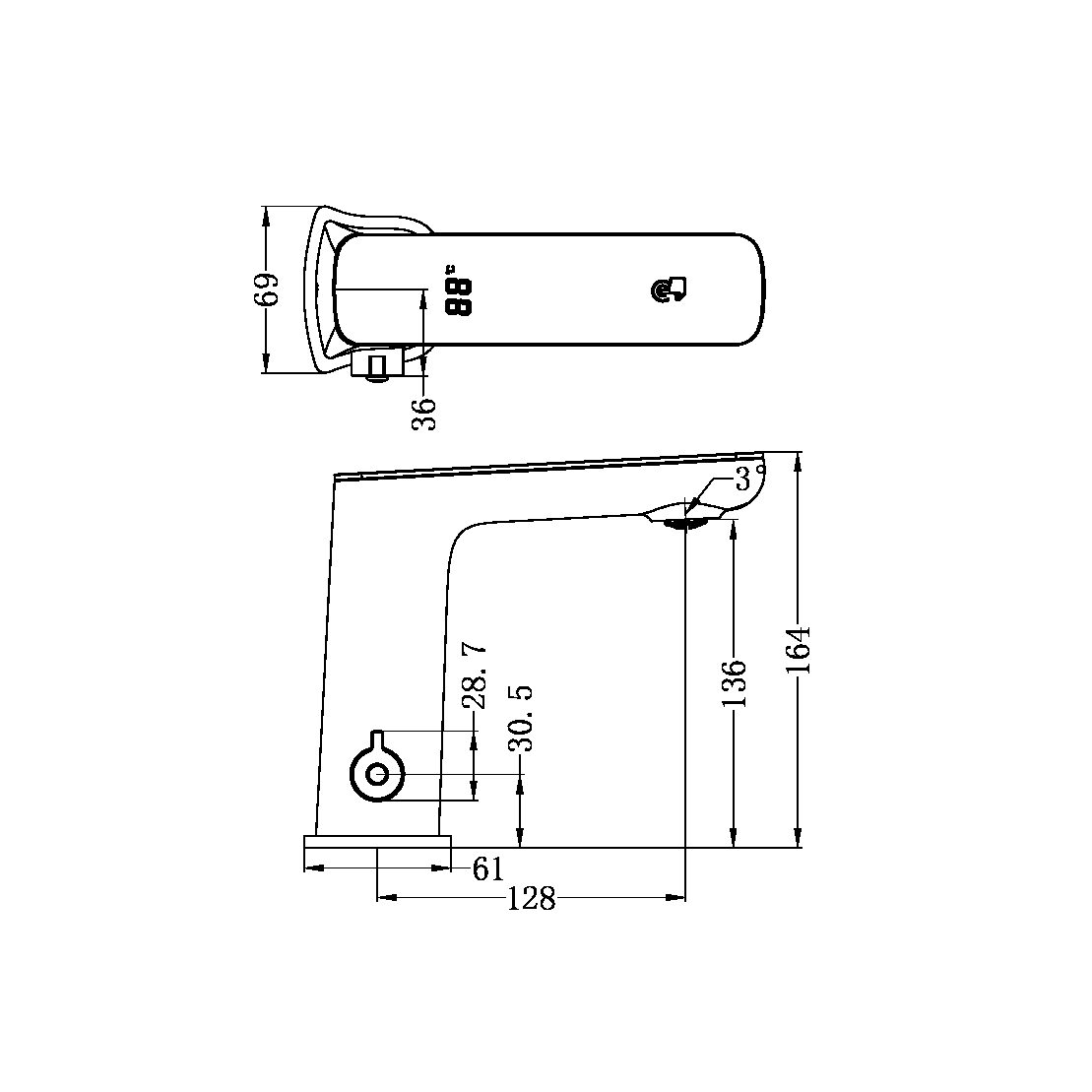 CLAUDIA SENSOR MIXER BRUSHED GOLD (NR222101BG)