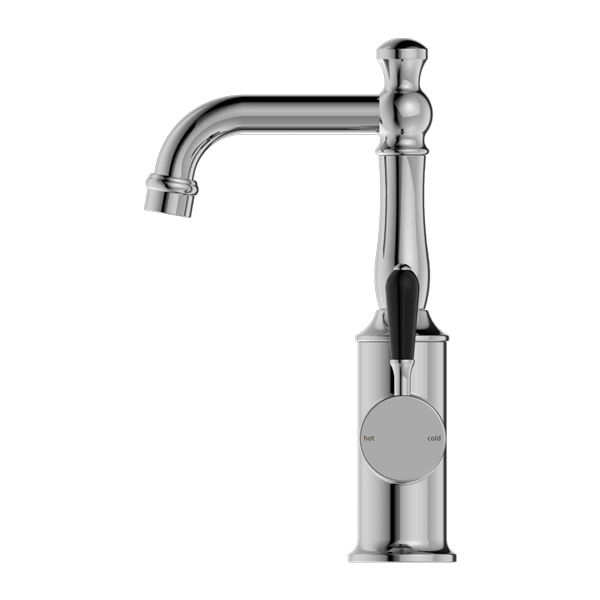 YORK BASIN MIXER WITH BLACK PORCELAIN LEVER CHROME (NR69210103CH)