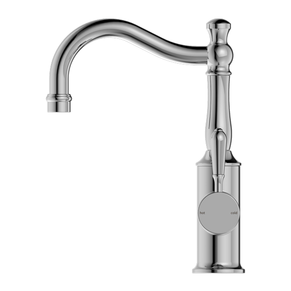 YORK BASIN MIXER HOOK SPOUT WITH METAL LEVER CHROME (NR69210202CH)