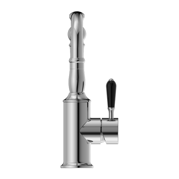 YORK BASIN MIXER WITH BLACK PORCELAIN LEVER CHROME (NR69210103CH)