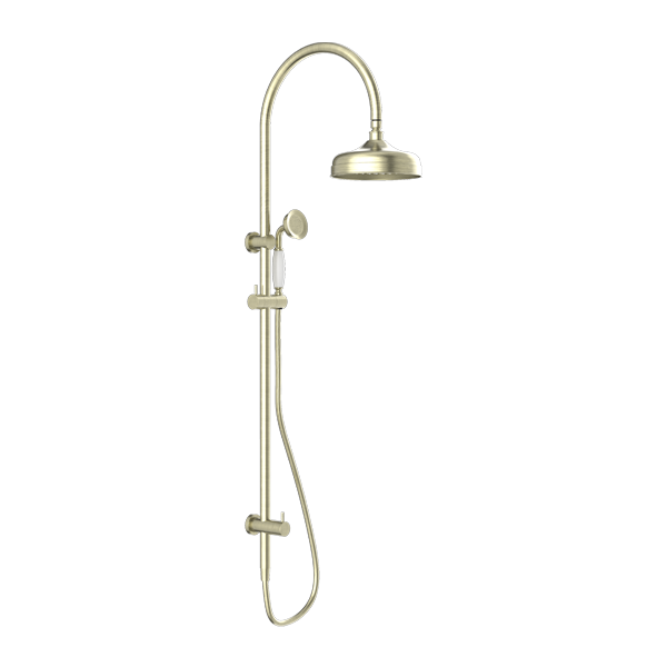 YORK TWIN SHOWER WITH WHITE PORCELAIN HAND SHOWER AGED BRASS (NR69210501AB)