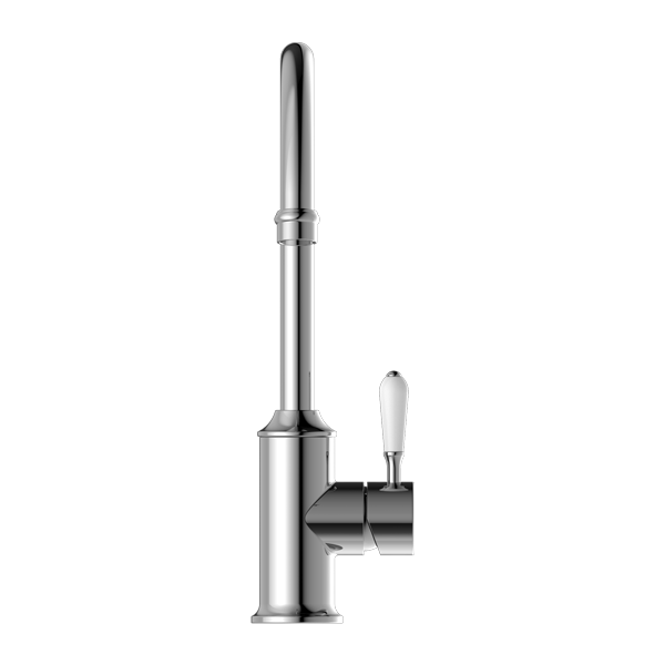 YORK KITCHEN MIXER GOOSNECK SPOUT WITH WHITE PORCELAIN LEVER CHROME (NR69210601CH)