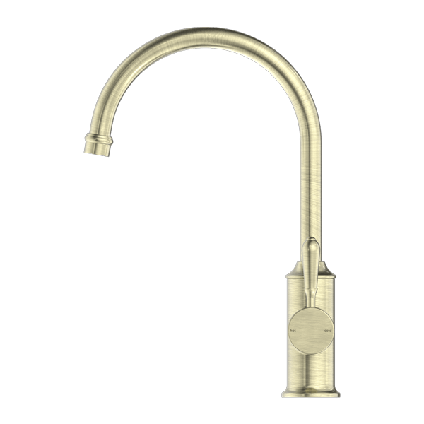 YORK KITCHEN MIXER GOOSNECK SPOUT WITH METAL LEVER AGED BRASS (NR69210602AB)