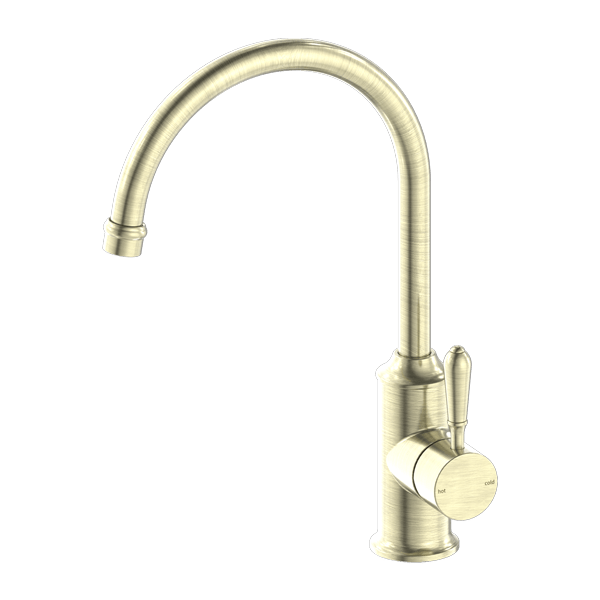 YORK KITCHEN MIXER GOOSNECK SPOUT WITH METAL LEVER AGED BRASS (NR69210602AB)