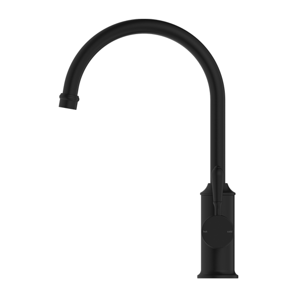 YORK KITCHEN MIXER GOOSNECK SPOUT WITH METAL LEVER MATTE BLACK (NR69210602MB)