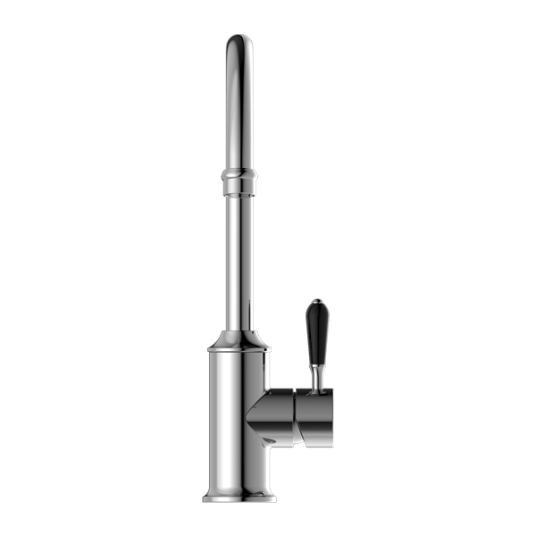 YORK KITCHEN MIXER GOOSNECK SPOUT WITH BLACK PORCELAIN LEVER CHROME (NR69210603CH)