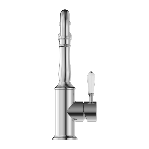 YORK KITCHEN MIXER HOOK SPOUT WITH WHITE PORCELAIN LEVER CHROME (NR69210701CH)