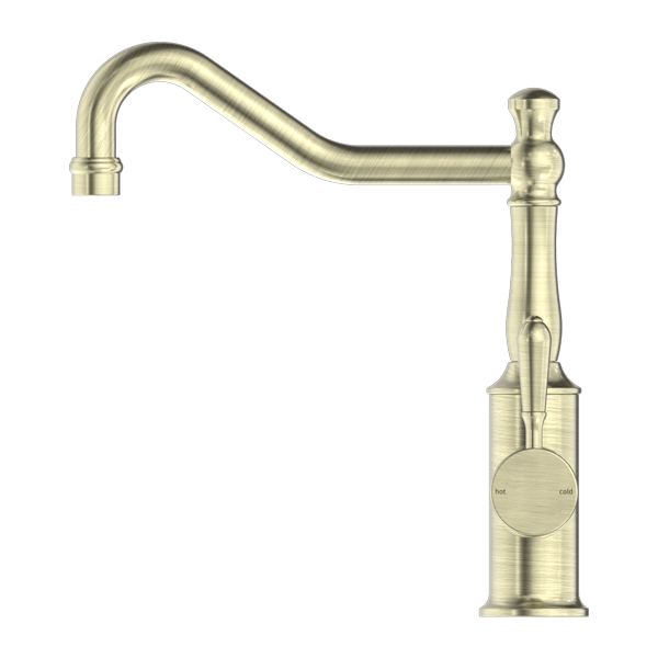 YORK KITCHEN MIXER HOOK SPOUT WITH METAL LEVER AGED BRASS (NR69210702AB)