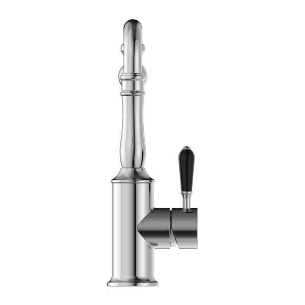 YORK KITCHEN MIXER HOOK SPOUT WITH BLACK PORCELAIN LEVER CHROME (NR69210703CH)